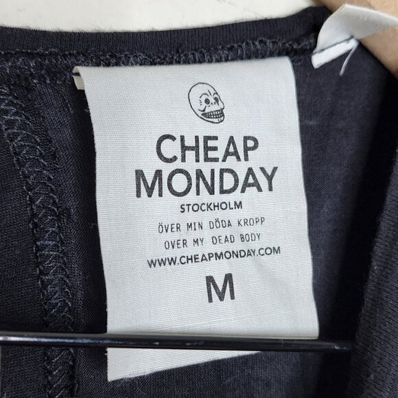 Cheap Monday Black Cutout Back Short Sleeve T Shirt, sz M - Picture 4 of 8